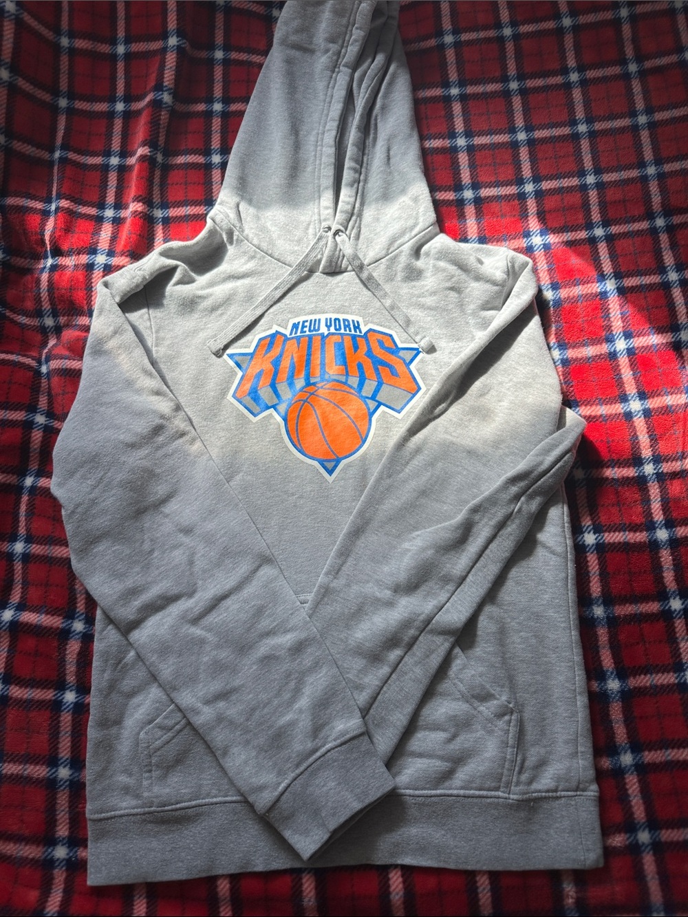 Fanatics New York Knicks Gray Hoodie with Orange & Blue Logo